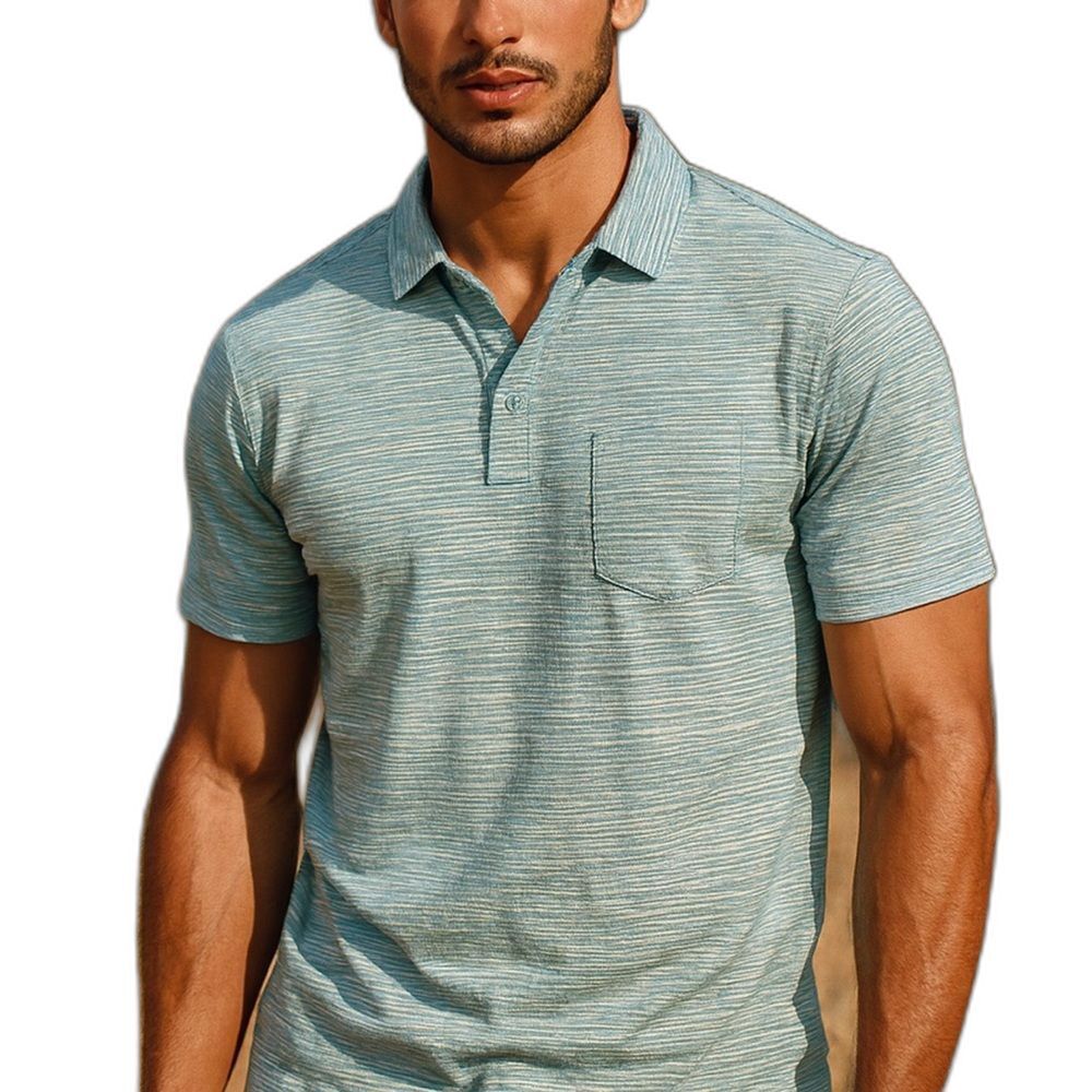 Patagonia Men's Organic Cotton Teal Striped Polo Shirt